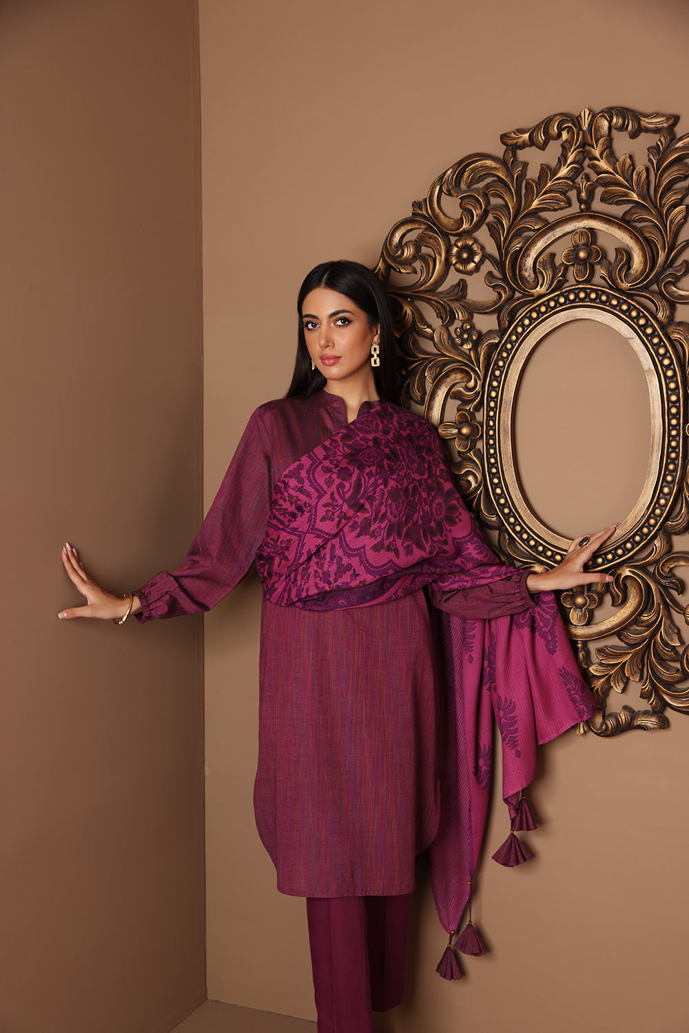 3PC Unstitched Printed & Space Dyed Jacquard Winter Collection 2022