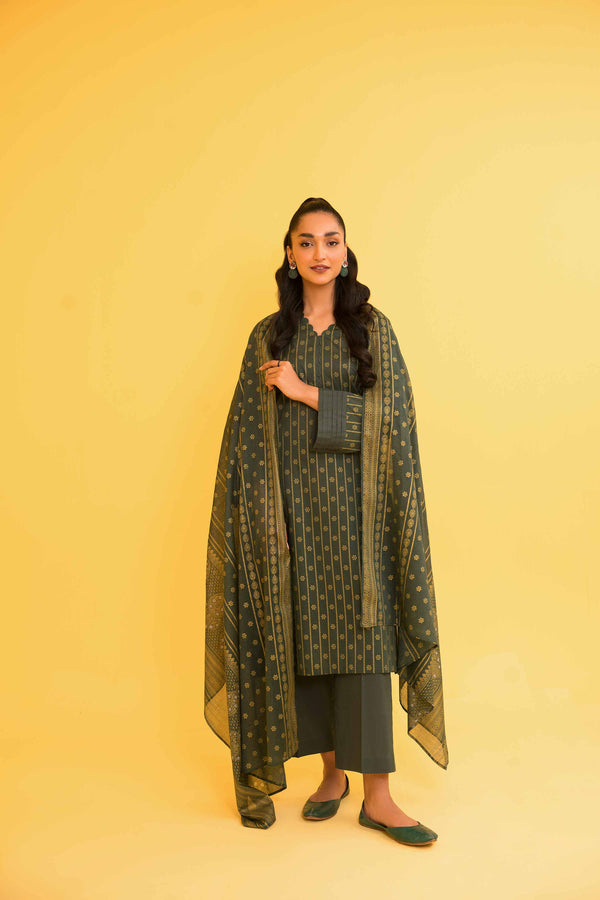 3 Piece - Gold Printed Suit - 42302056-R