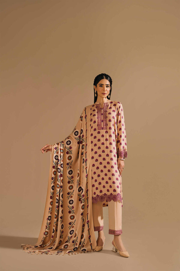 3 Piece - Printed Embroidered Suit - 42303158