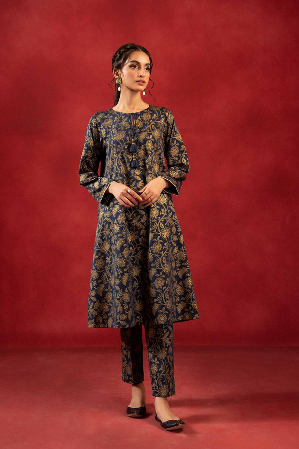 1 Piece  Gold Printed Loose Fabric Best Bargains Freedom To Buy Nishat Outlet 