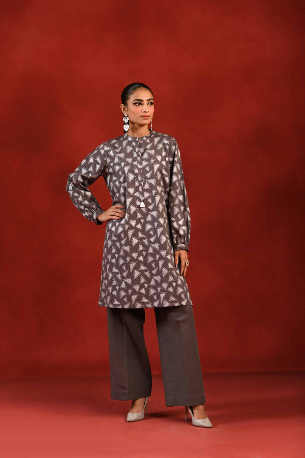 1 Piece  Silver Printed Loose Fabric Best Bargains Freedom To Buy Nishat Outlet 