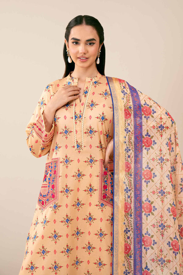 3 Piece - Printed Embroidered Suit - 42401840