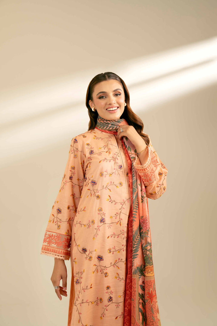 3 Piece Embroidered Suit Orange