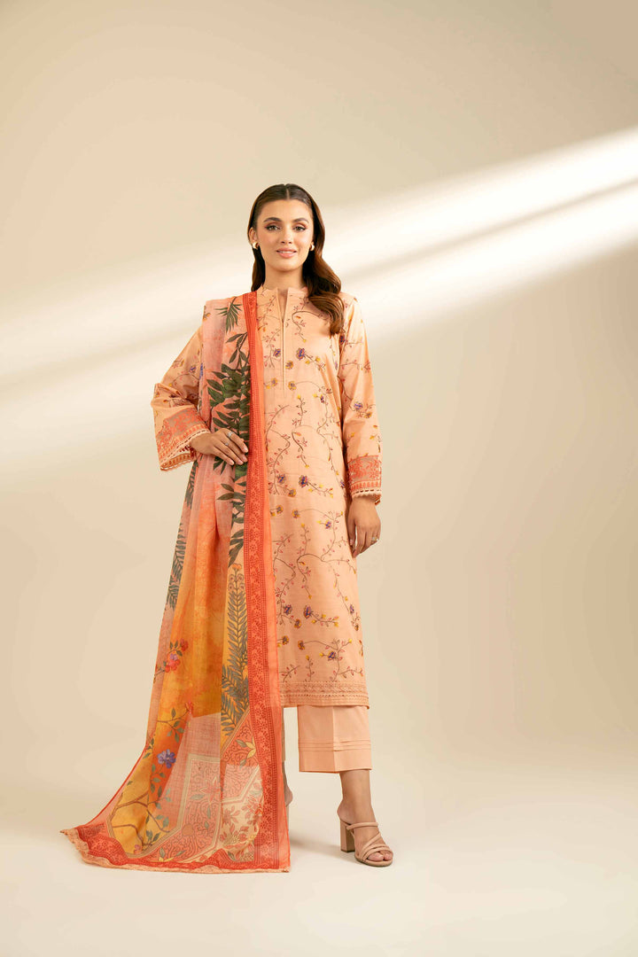 3 Piece Embroidered Suit Orange