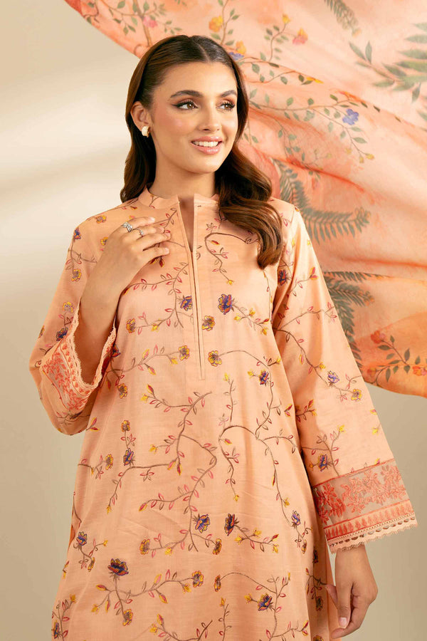 3 Piece Embroidered Suit Orange