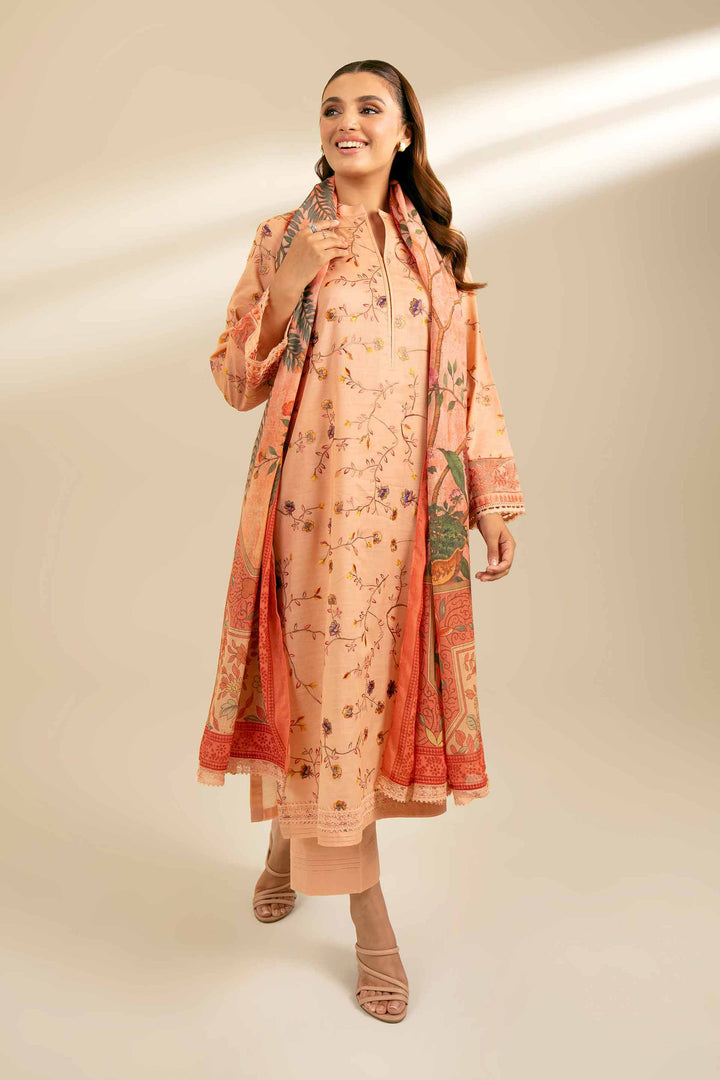 3 Piece Embroidered Suit Orange