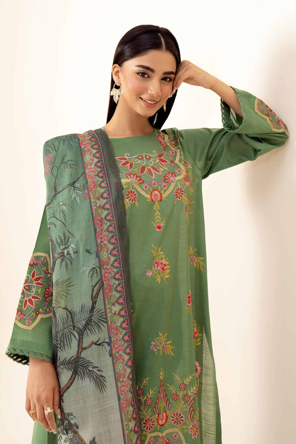 3 Piece Embroidered Suit Green