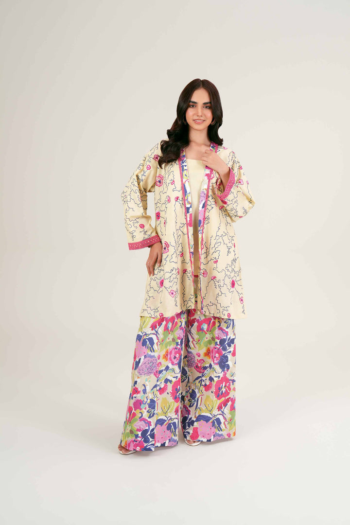 2 Piece  Digital Printed Embroidered Suit Multi