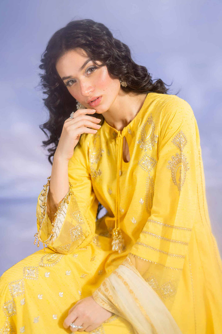 3 Piece Jacquard Embroidered Yellow