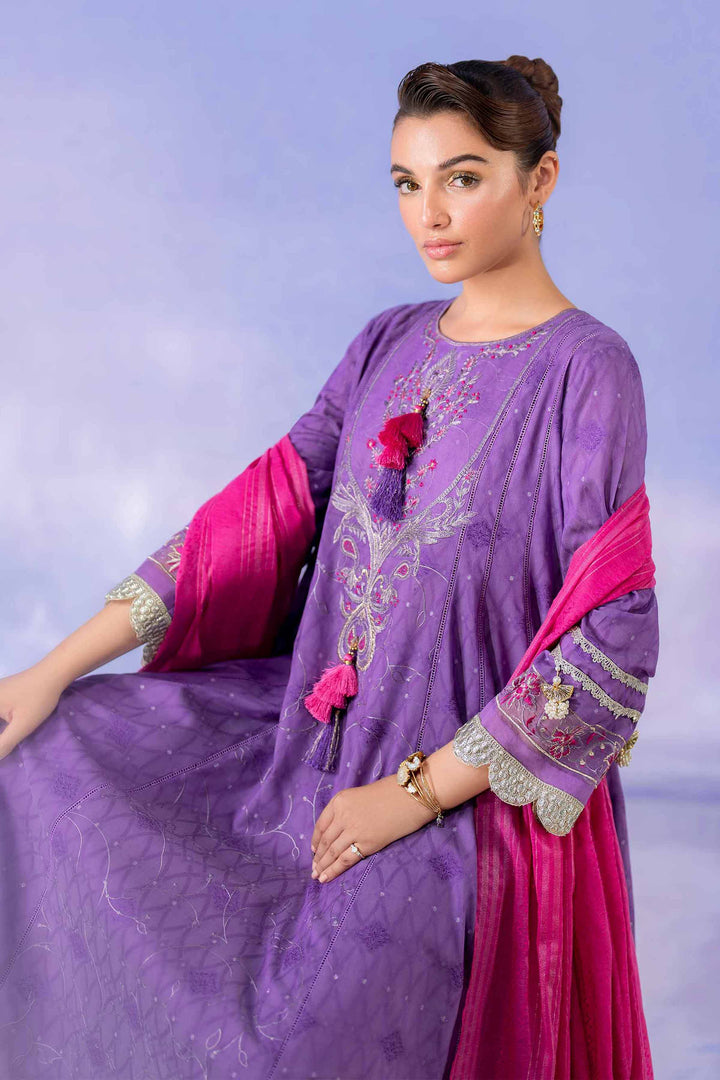 3 Piece Jacquard Embroidered Mauve