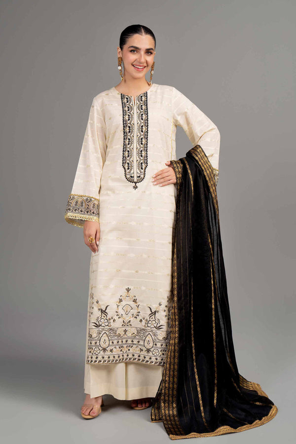 3 Piece - Jacquard Embroidered Suit - 42402088