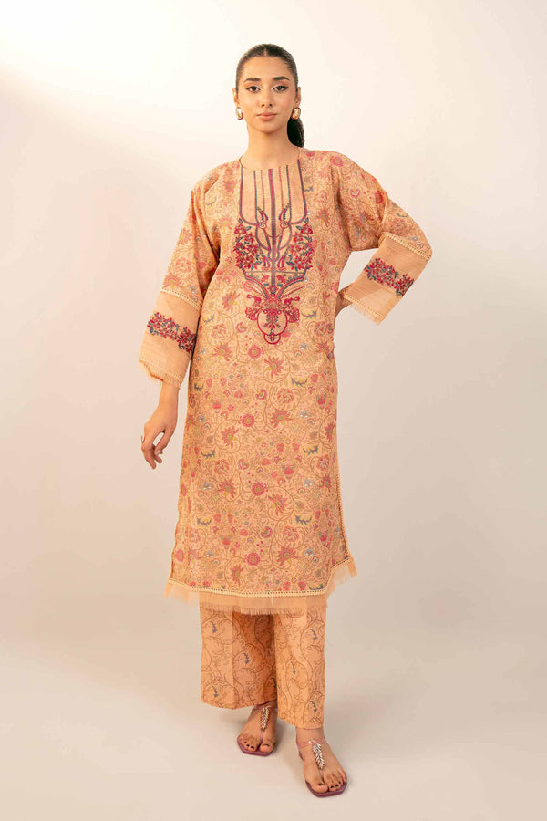 2 Piece  Digital Printed Embroidered Unstitched Suit Winter 2024