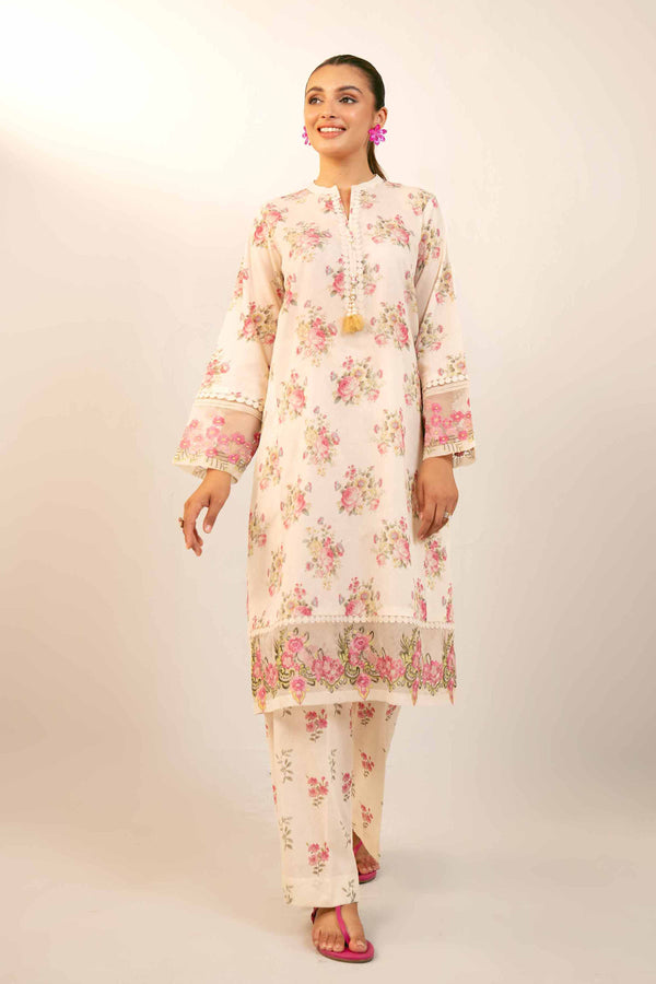 2 Piece  Digital Printed Embroidered Unstitched Suit Winter 2024