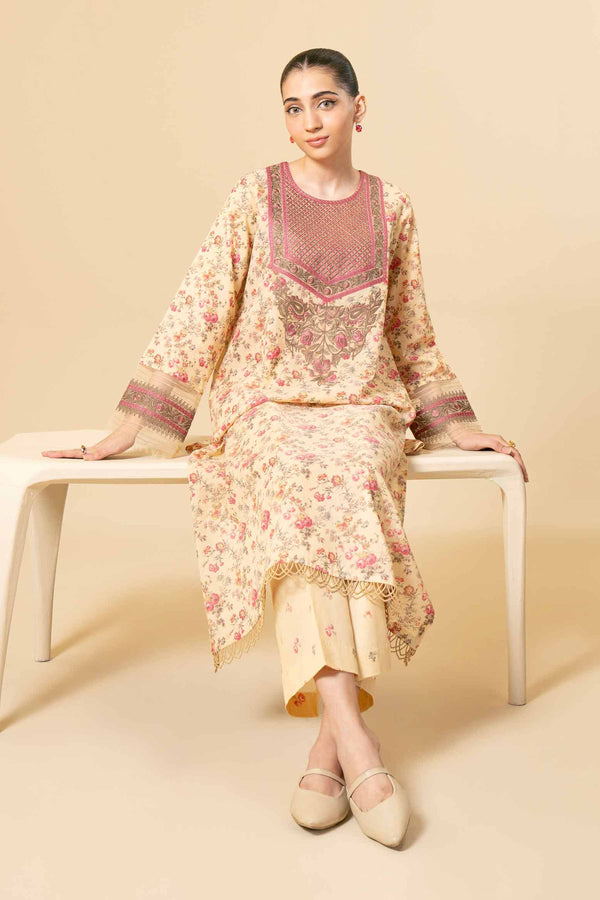 2 Piece  Digital Printed Embroidered Unstitched Suit Winter 2024
