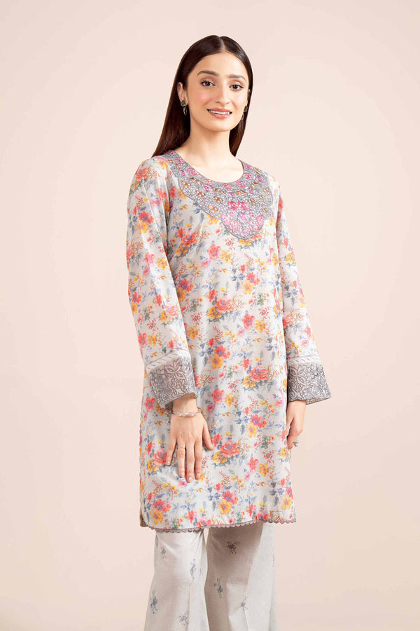 2 Piece  Digital Printed Embroidered Unstitched Suit Winter 2024