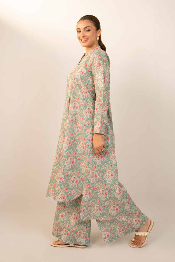 2 Piece  Digital Printed Embroidered Unstitched Suit Winter 2024
