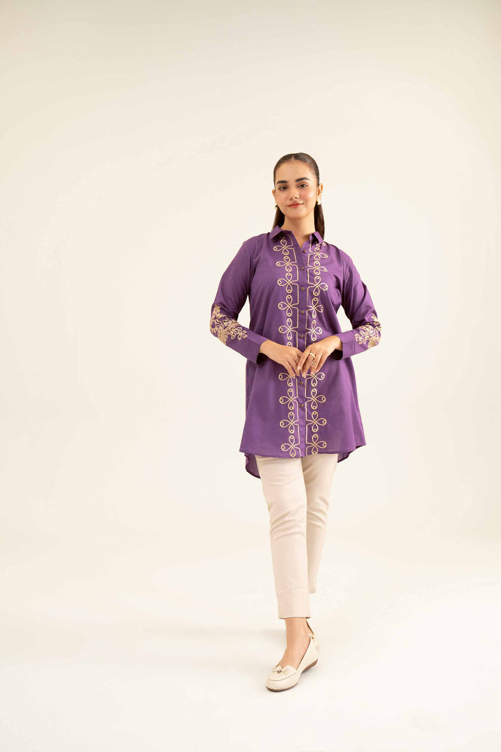 Purple Neps Lawn Embroidered Winter Tunic