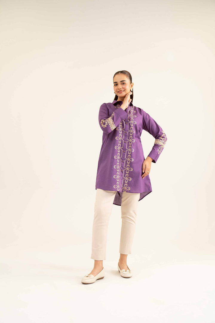 Purple Neps Lawn Embroidered Winter Tunic