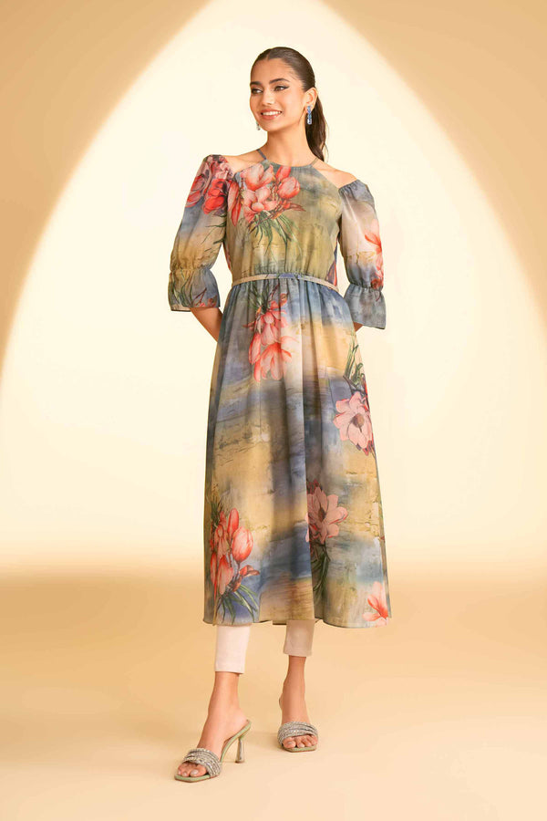 Printed Dress - KFE25-54 for Women - Pret Collection | Nishat | Shop Online