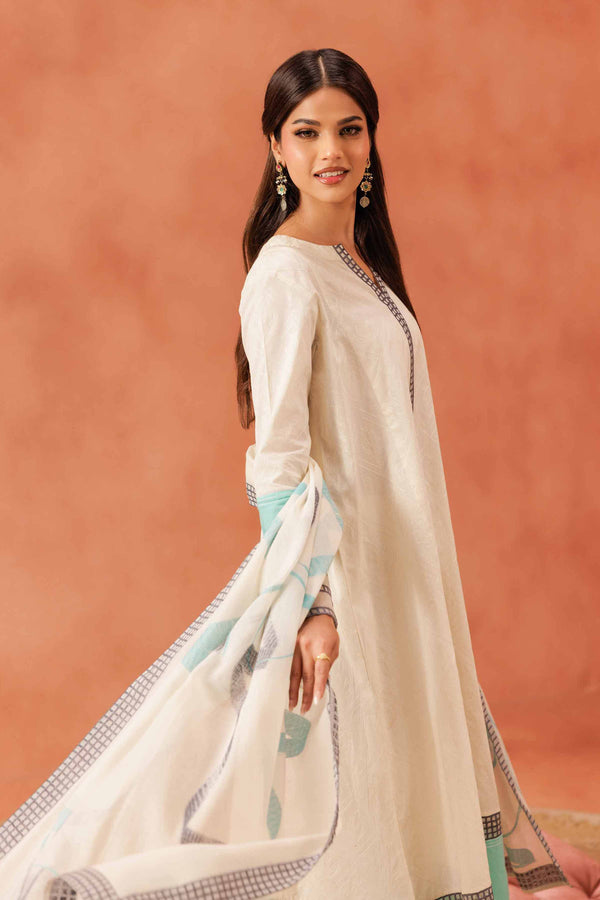 open lace back dress 2 Piece Embroidered Jacquard Sage Long Dress With Polyester Net Dupatta –  Nishat Boutique main image 1