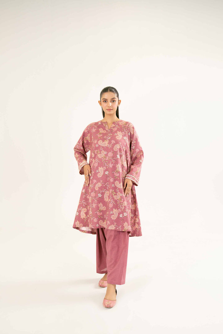 Printed Tea Pink Karandi Suit