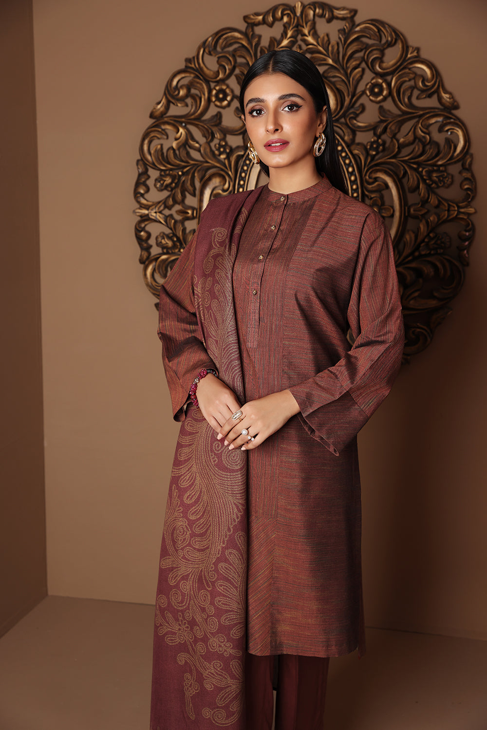3PC Unstitched Printed & Space Dyed Jacquard Winter Collection 2022