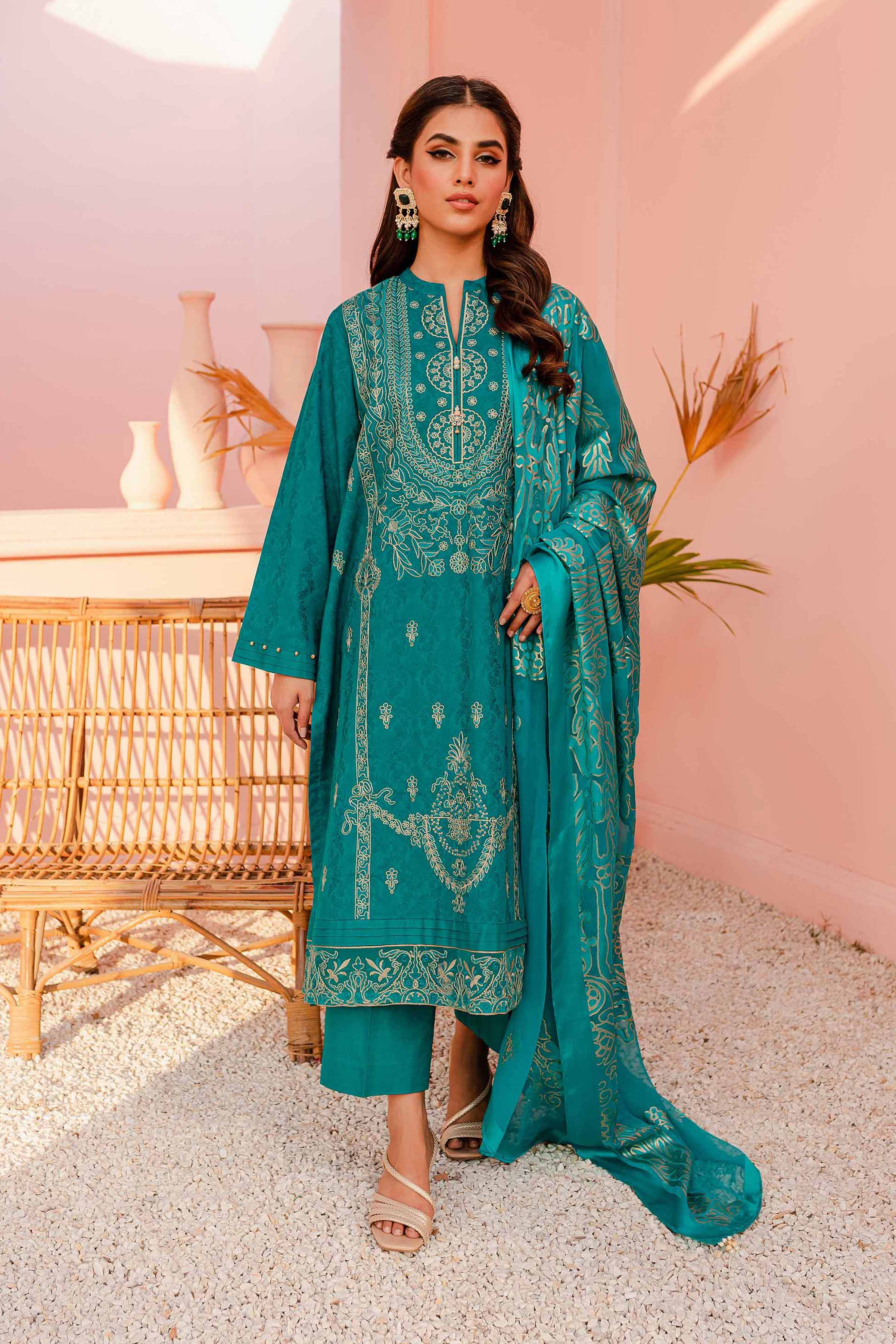 3 Piece Unstitched Jacquard Embroidered Eid Collection Summer 2023