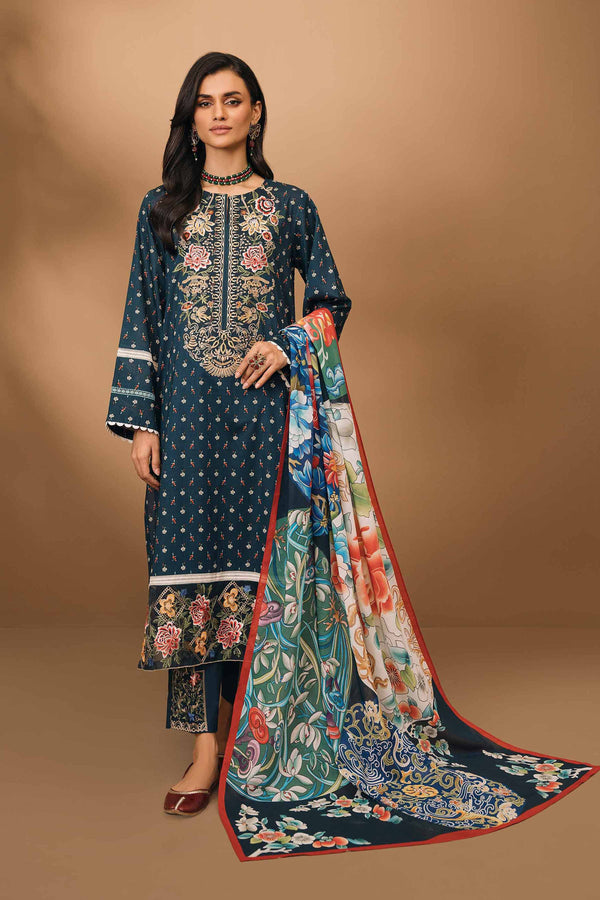 3 Piece - Printed Embroidered Suit - 42301675