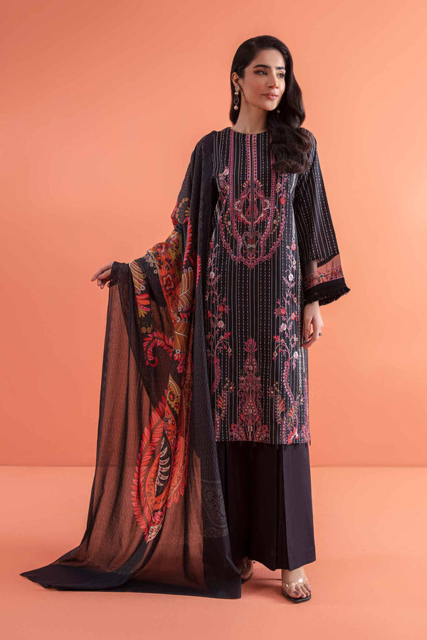 3 Piece - Printed Embroidered Suit - 42301684