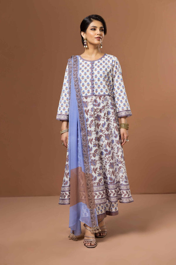 3 Piece -Printed Embroidered Suit - 42305023