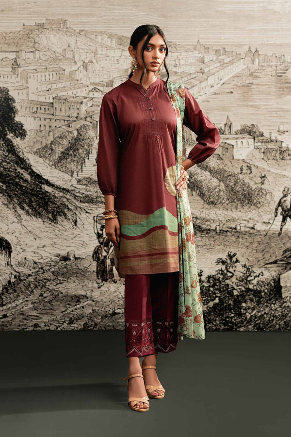 3 Piece - Printed Embroidered Suit - PE23-245